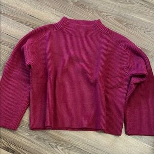 Ann Taylor Pink Cowl Neck Sweater with Ribbed Texture and Relaxed Fit